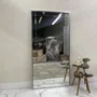 Espelho Estilo Mosaico Moderno com Bisotê e Moldura Prata 100x200 cm