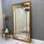 Espelho Grande com Moldura Dourada e Apliques Folheados 130x210 cm