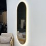 Espelho LED Retangular Arredondado com Moldura Dourada: Elegância e Estilo para o seu Ambiente