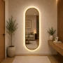 Espelho LED Retangular Arredondado com Moldura Dourada: Elegância e Estilo para o seu Ambiente