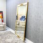 Espelho Neoclássico de Chão Dourado com Moldura de Espelho Chanfrado Bisotê