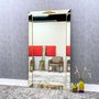 Espelho Neoclássico de Chão Dourado com Moldura de Espelho Chanfrado Bisotê
