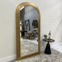 Espelho Oval Base Reta com Moldura Escalonada Folheada à Mão 100x200 cm