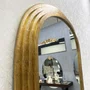 Espelho Oval Base Reta com Moldura Escalonada Folheada à Mão 100x200 cm