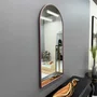 Espelho Oval Base Reta Decorativo com Moldura Cobre Rosê Gold 60x120CM