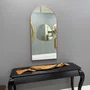 Espelho Oval Base Reta Decorativo com Moldura Cobre Rosê Gold