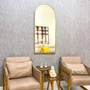 Espelho Oval Base Reta Decorativo com Moldura Dourada Semibrilho 60x120CM
