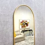 Espelho Oval Base Reta Decorativo com Moldura Dourada Semibrilho 60x120CM