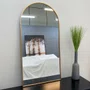 Espelho Oval Base Reta Decorativo com Moldura Dourada Semibrilho 60x120CM
