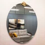 Espelho Oval com Borda Infinita e Aplique Dourado: Charme para sua Decoração 100x120CM