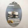 Espelho Oval com Borda Infinita e Frontão Folheado Prata: Decoração Exclusiva 90x130CM
