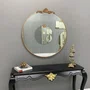 Espelho Redondo Estilo Clássico com Moldura Dourada Folheada À Mão com Folha Ouro