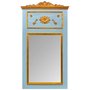 Espelho Rústico com Moldura Espatulada Azul e Apliques Dourados 100x190 cm
