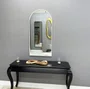 Espelho Semi Oval Decorativo com Moldura Branca Fosca 60X120CM