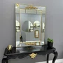 Espelho Venezia Neoclássico  Dourado com Moldura de Espelho Chanfrado Bisotê 90x120CM