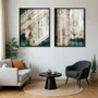 Kit 2 Quadros Abstratos Ecos da Superfície Turquesa e Dourado Moldura e Vidro Kit 2 Quadros Abstratos Ecos da Superfície Turquesa e Dourado Moldura e Vidro
