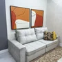 Kit 2 Quadros Abstratos Modernos Laranja, Terracota e Off-White 100x100 cm Cada Quadro