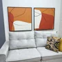 Kit 2 Quadros Abstratos Modernos Laranja, Terracota e Off-White 100x100 cm Cada Quadro