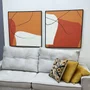 Kit 2 Quadros Abstratos Modernos Laranja, Terracota e Off-White 100x100 cm Cada Quadro