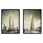 Kit 2 Quadros Burj Khalifa Imponente e Burj Al Arab Luxuoso com Moldura e Vidro