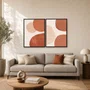 Kit 2 Quadros Decorativos Arte Moderna Abstrata Orgânica Terracota Pêssego Boho