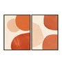 Kit 2 Quadros Decorativos Arte Moderna Abstrata Orgânica Terracota Pêssego Boho