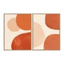 Kit 2 Quadros Decorativos Arte Moderna Abstrata Orgânica Terracota Pêssego Boho