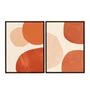 Kit 2 Quadros Decorativos Arte Moderna Abstrata Orgânica Terracota Pêssego Boho