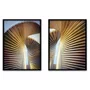 Kit 2 Quadros Decorativos de Arquitetura Abstrata Espiral com Moldura e Vidro