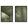 Kit 2 Quadros Folhas de Palmeira Fibrosas e Verde Sálvia com Moldura e Vidro