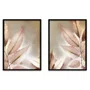 Kit 2 Quadros Folhas Secas Rosadas Outonais Texturas Etéreas com Moldura e Vidro
