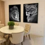 KIT 2 Quadros Leão e Leoa Força Impacto Romance Elegância com Moldura e Vidro KIT 2 Quadros Leão e Leoa Força Impacto Romance Elegância com Moldura e Vidro