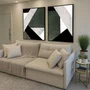 Kit Abstrato Geométrico 2 Peças Verde Musgo e Tons Neutros com Moldura e Vidro Kit Abstrato Geométrico 2 Peças Verde Musgo e Tons Neutros com Moldura e Vidro