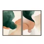 Kit de Quadros Abstratos de Formas Orgânicas em Tons Verdes Terracorta e Creme