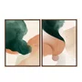 Kit de Quadros Abstratos de Formas Orgânicas em Tons Verdes Terracorta e Creme
