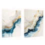 Kit de Quadros Abstratos Modernos Formas Fluidas de Azul Profundo e Ouro Metálico