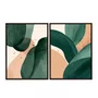 Kit de Quadros Abstratos Orgânicos Verde e Pêssego Decorativo Estilo Japandi
