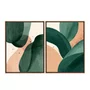 Kit de Quadros Abstratos Orgânicos Verde e Pêssego Decorativo Estilo Japandi