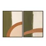 Kit de Quadros Abstratos Orgânicos Verde Oliva e Terracota Efeito Texturizado