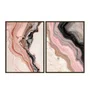 Kit de Quadros Arte Abstrata Fluida Orgânica em Tons de Rosê e Preto com Cobre