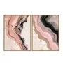 Kit de Quadros Arte Abstrata Fluida Orgânica em Tons de Rosê e Preto com Cobre