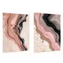 Kit de Quadros Arte Abstrata Fluida Orgânica em Tons de Rosê e Preto com Cobre
