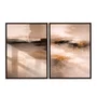 Kit de Quadros Arte Abstrata Neutra Efeito Texturizado Tons Terrosos Preto e Ocre