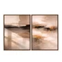 Kit de Quadros Arte Abstrata Neutra Efeito Texturizado Tons Terrosos Preto e Ocre