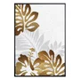Kit de Quadros Botânicos Tropical Folhas Douradas e Cinzas 70x100cm Cada Quadro
