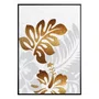 Kit de Quadros Botânicos Tropical Folhas Douradas e Cinzas 70x100cm Cada Quadro