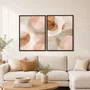 Kit de Quadros Decorativos Abstratos Neutros Linhas Douradas e Tons Terrosos