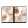Kit de Quadros Decorativos Abstratos Neutros Linhas Douradas e Tons Terrosos