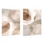 Kit de Quadros Decorativos Abstratos Neutros Linhas Douradas e Tons Terrosos