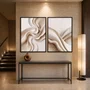Kit de Quadros Decorativos Arte Abstrata Fluida Moderna Tons Neutros Creme e Bege